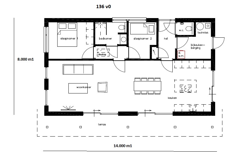 A136 v1 NOVAHUIS semi bungalow met hellend dak Staalframebouw Nederland 