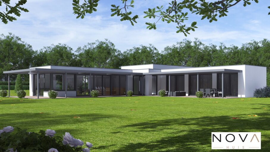 Moderne levensloopbestendige woning A-168 met plat dak en hoge campercarport