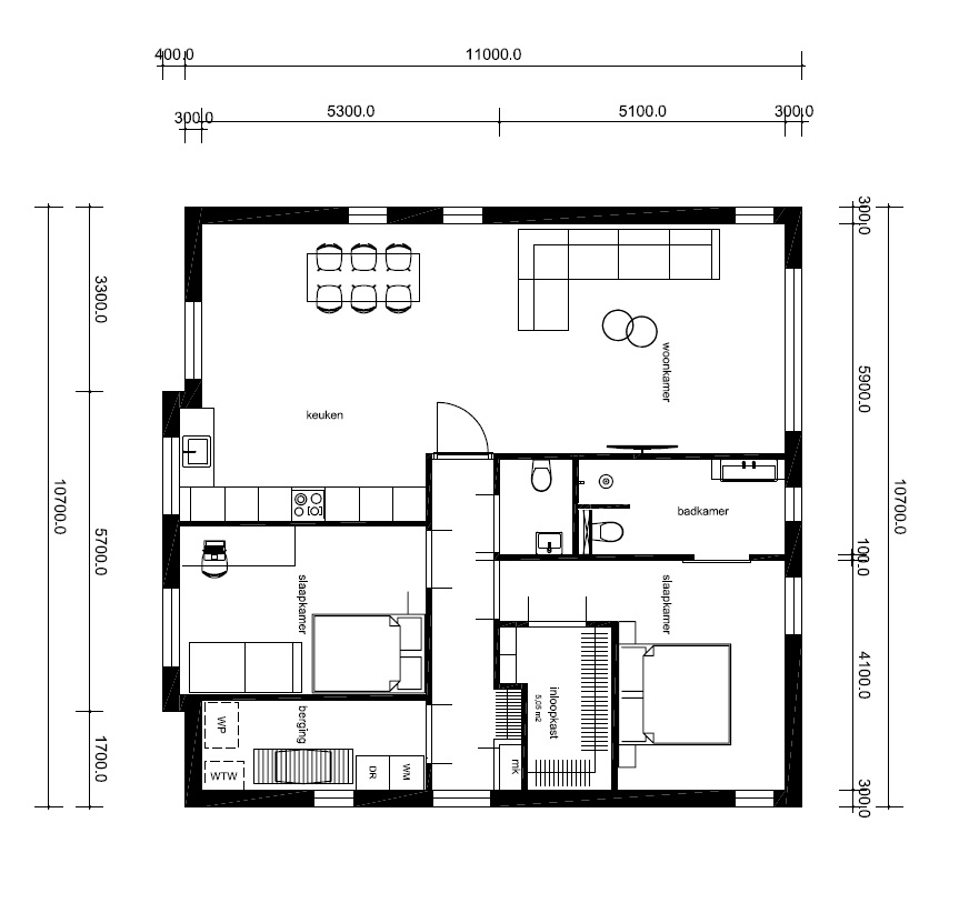 NOVA-HUIS kleine bungalow staalframebouw alles gelijkvloers plat dak energiearm B60