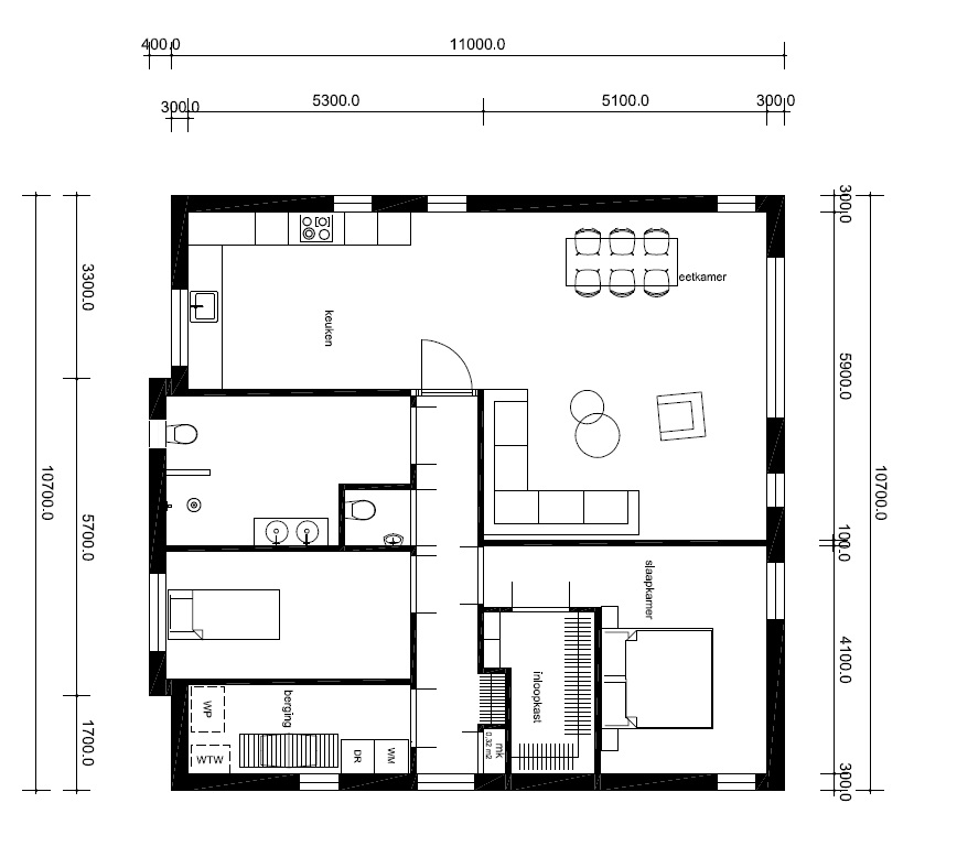 NOVA-HUIS kleine bungalow staalframebouw alles gelijkvloers plat dak energiearm B60