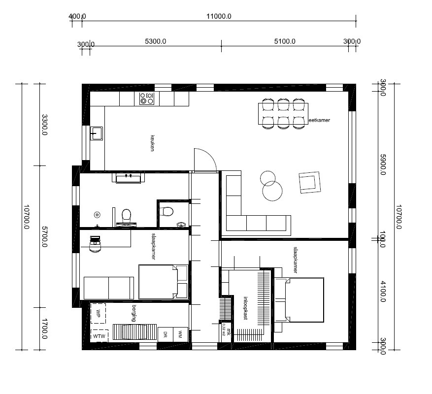 NOVA-HUIS kleine bungalow staalframebouw alles gelijkvloers plat dak energiearm B60