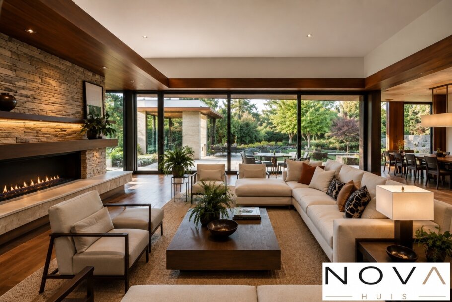 Luxe modern interieur kubistische villa K-141 V3  van NOVA HUIS