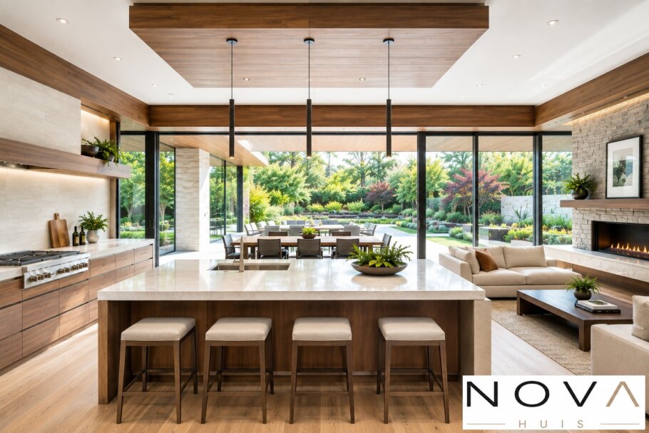 Luxe modern interieur kubistische villa K-141 V3  van NOVA HUIS