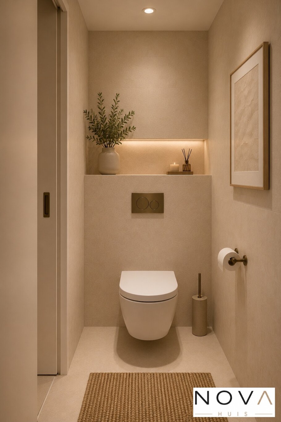 Modern interieur van levensloopbestendige schuurwoning met warme minimalistische inrichting