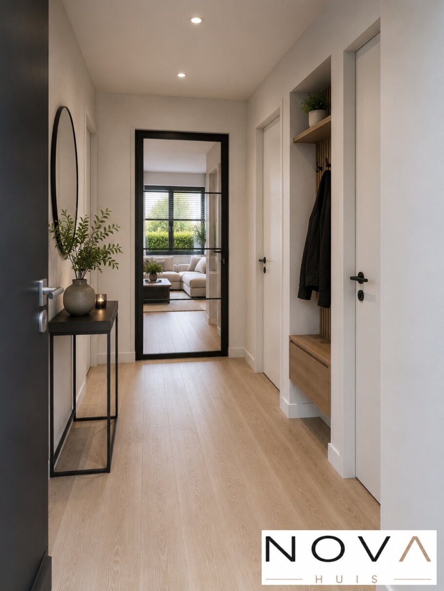 Modern interieur voor woning A-60 met woonkamer, leefkeuken, badkamer en comfortabele slaapkamers