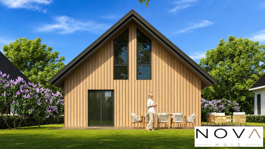 K-148 moderne levensloopbestendige woning met zadeldak en houten gevelbekleding