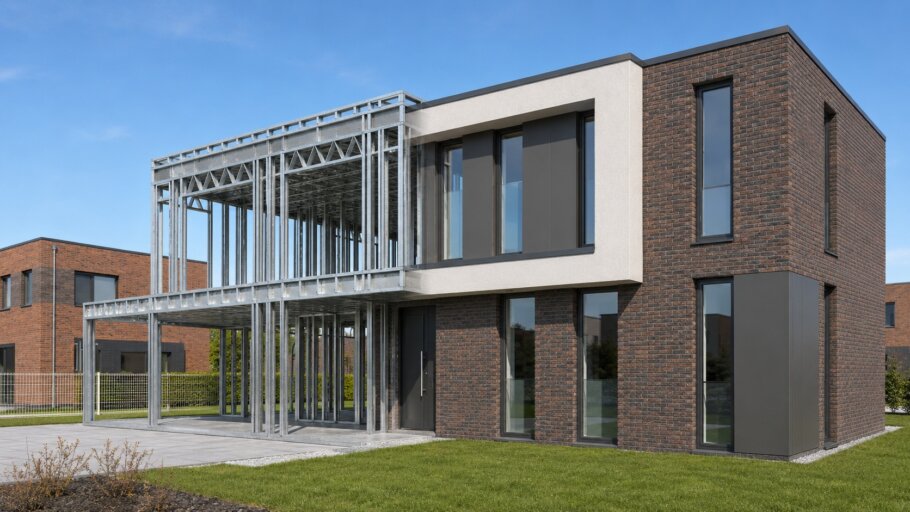 bekijk M-387 kubistische woning met een staalframebouw constructie