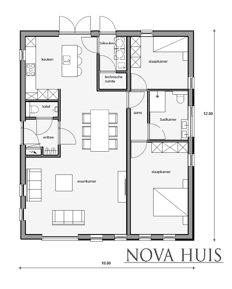 NOVA-HUIS A114 moderne bungalow met plat dak in staalframebouw Nederland bouwsysteem 