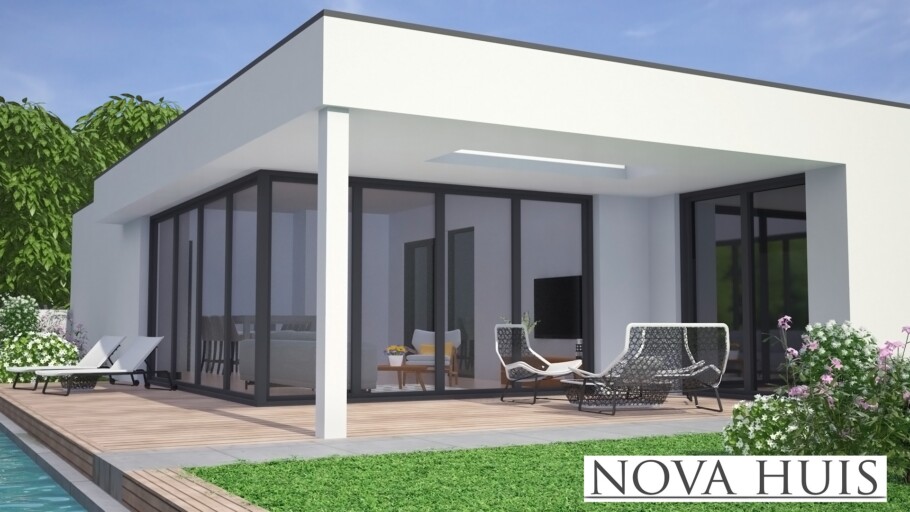 NOVA-HUIS A145 bungalow indeling en plattegrond staalframebouw Nederland