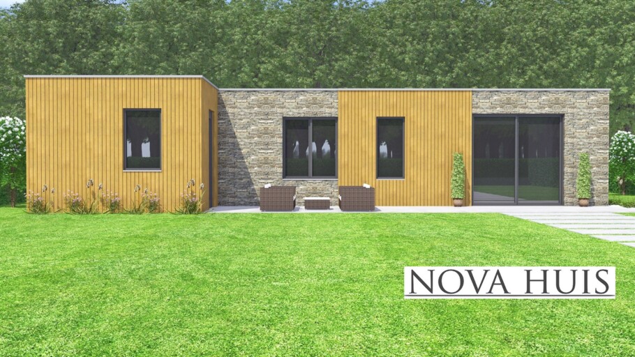 NOVA-HUIS A152 levensloopbestendige woning plat dak energieneutraal staaalframebouw Nederland