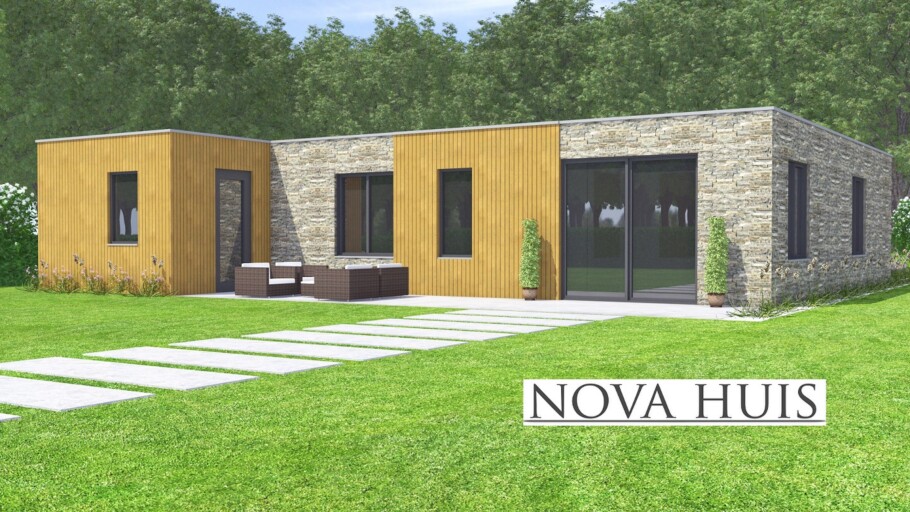 NOVA-HUIS A152 levensloopbestendige woning plat dak energieneutraal staaalframebouw Nederland