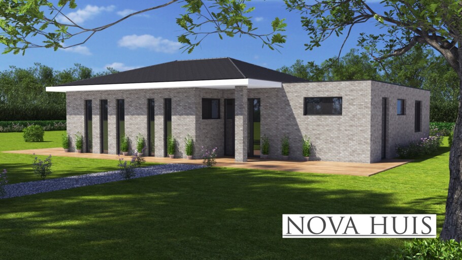 NOVA-HUIS A158 levensloopbestendig bungalow eenlaags gelijkvloers staalframebouw Nederland