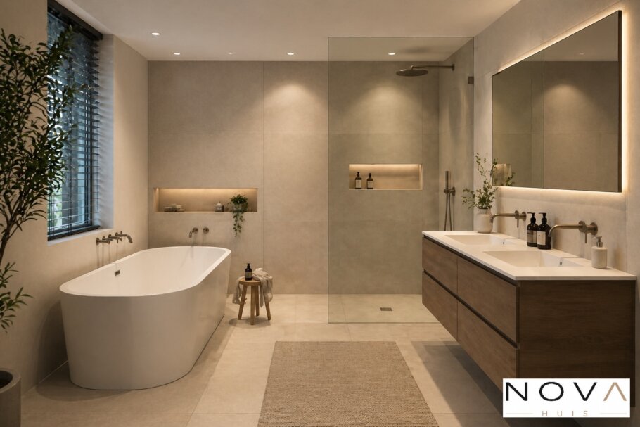 Modern interieur van levensloopbestendige designwoning met veel daglicht