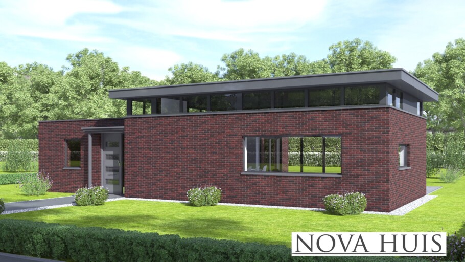 NOVA-HUIS A179 bungalow met verhoogde woonkamer en veel licht staalframebouw Nederland