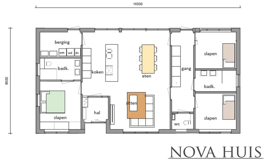 NOVA HUIS A198 levensloopbestendige bungalow met 3 slaapkamers en 2 badkamers
