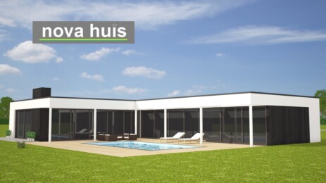 NOVA-HUIS Moderne gelijkvloerse bungalow met plat dak ontwerpen en bouwen A33