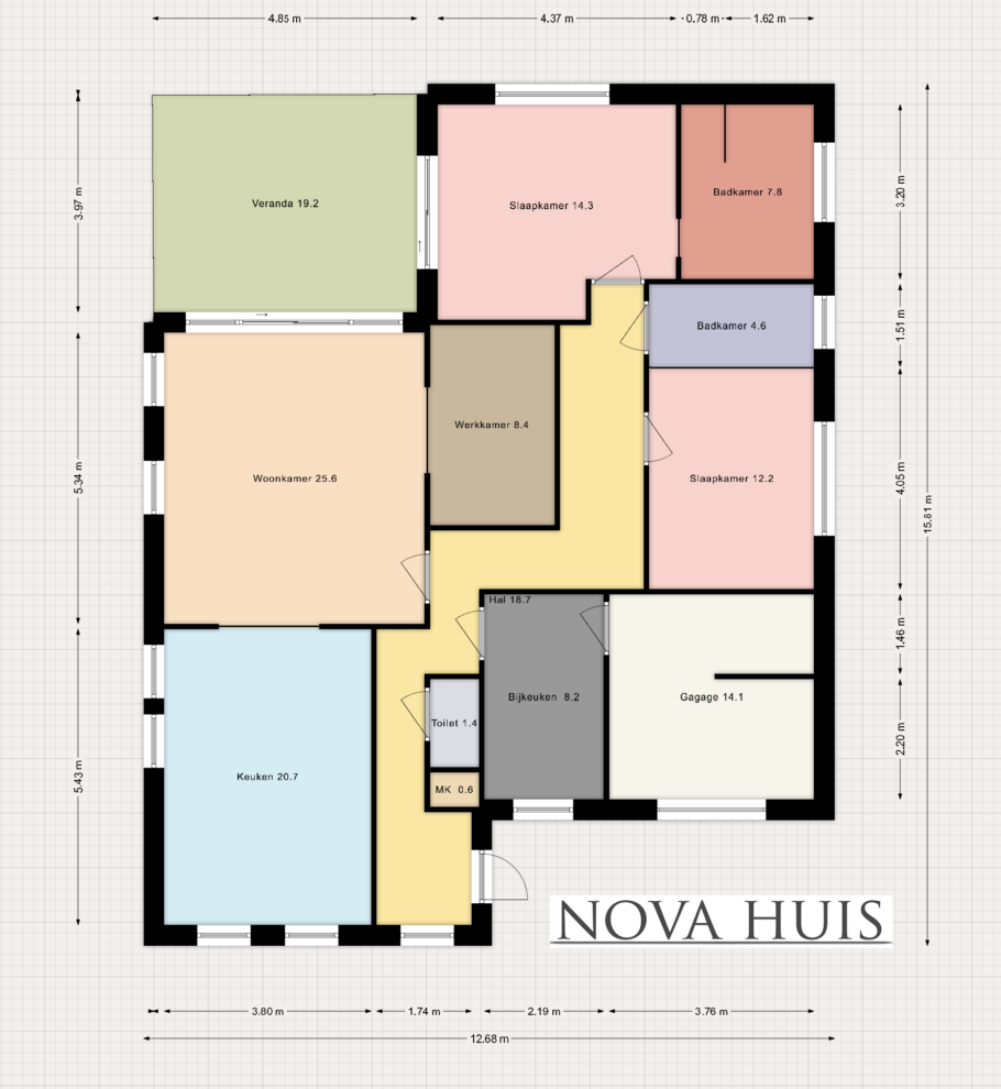 NOVA HUIS bungalow type A196 met plat dak levensloopbestendig