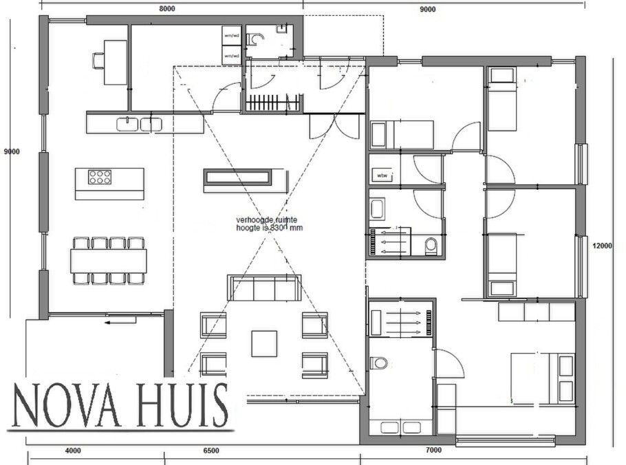 NOVA-HUIS levensloopbestendige gelijkvloerse woningen type A100v1  Staalframebouw Nederland 
