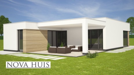 NOVA-HUIS moderne bungalow plat dak energieneutraal betaalbaar bouwen A35