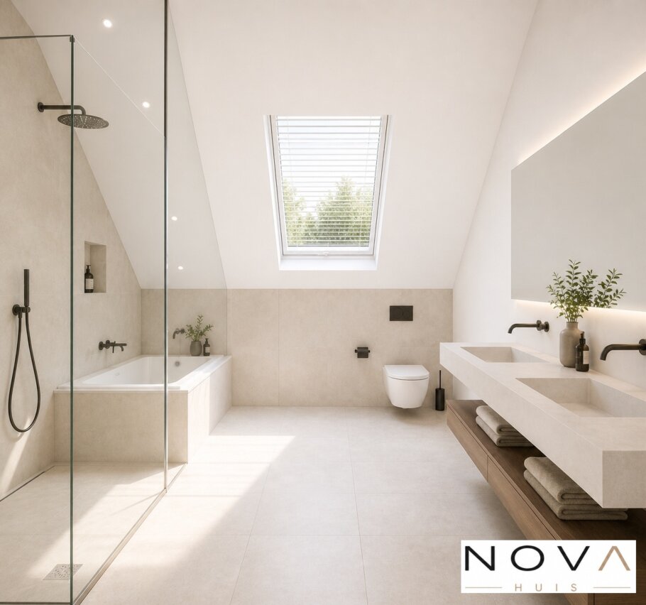 NOVA HUIS ontwerpt moderne schuurwoning inspiratie foto's voor type 156 woonkamer, slaapkamer, badkamer. keuken