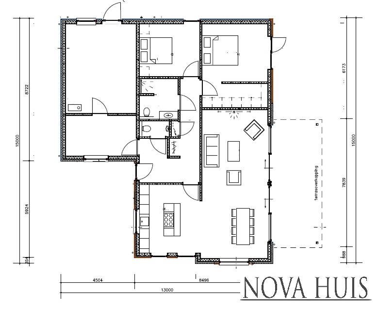 NOVA-HUIS type 193 nieuwbouw bungalow met plat dak 