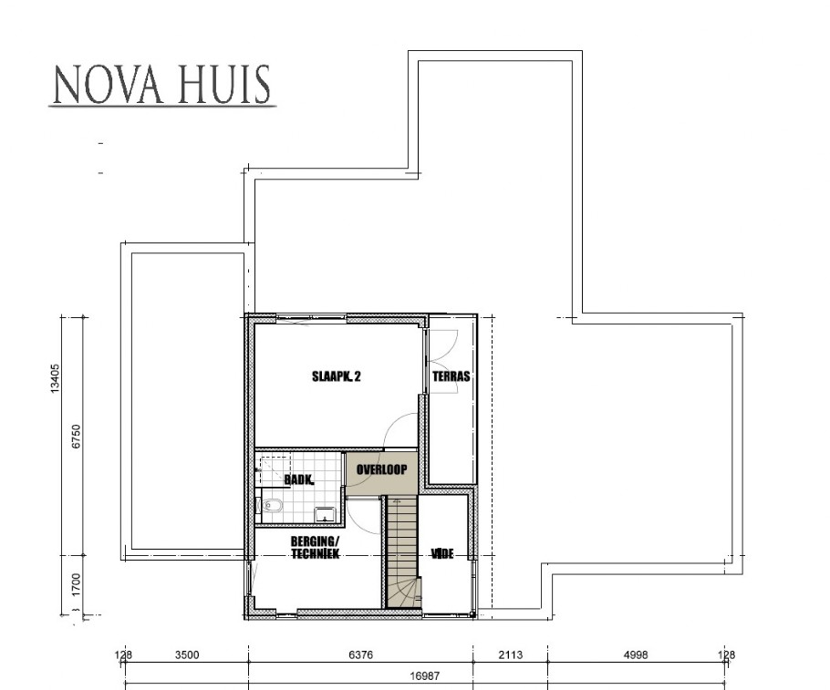 NOVA HUIS type 402 kubistische woning slaapkamer en badkamer beneden