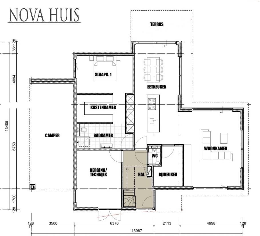 NOVA HUIS type 402 kubistische woning slaapkamer en badkamer beneden