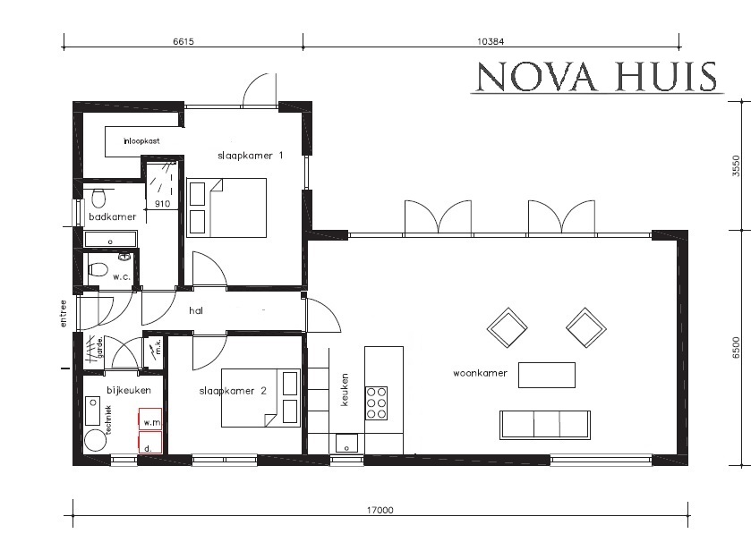 NOVAHUIS A162 duurzame bouw in staalframe  gelijkvloerse bungalow met plat dak