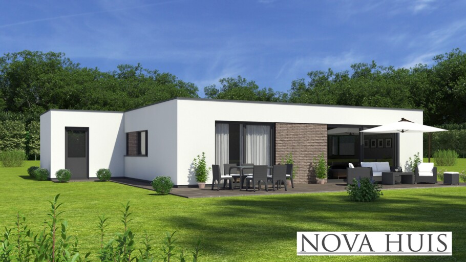 NOVAHUIS ontwerp A161 mooie moderne bungalow Staalframebouw Nederland