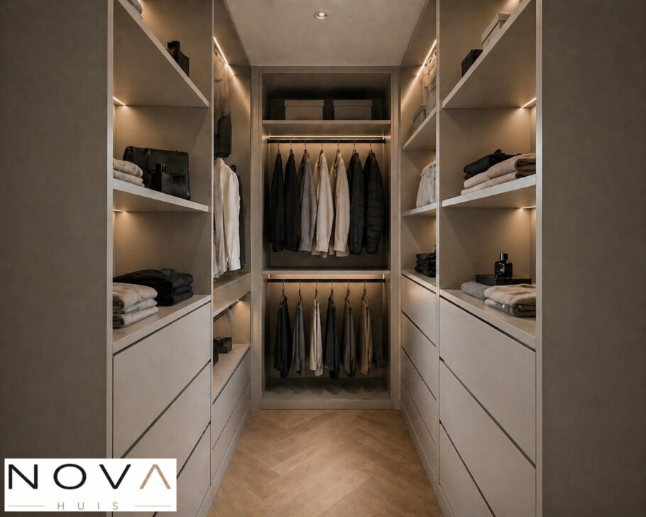 Modern interieur van levensloopbestendige woning A-70 met leefkeuken en grote glaspartijen