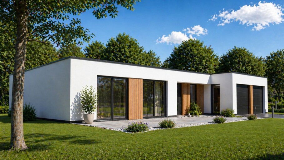 NOVA-HUIS A169 levensloopwoning bungalow met plat dak 3 drie slaapkamers staalframebouw Nederland