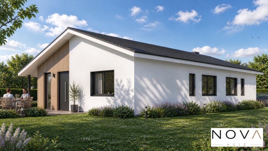 Moderne levensloopbestendige woning met zadeldak type A-136 van NOVA HUIS met alle woonfuncties op de begane grond