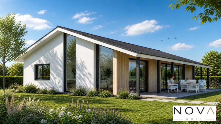 Moderne levensloopbestendige woning met zadeldak type A-136 van NOVA HUIS met alle woonfuncties op de begane grond