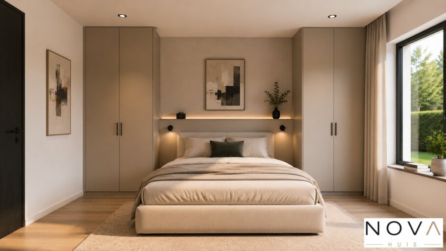 Modern interieur van gelijkvloerse woning A-184 met luxe leefkeuken en woonkamer