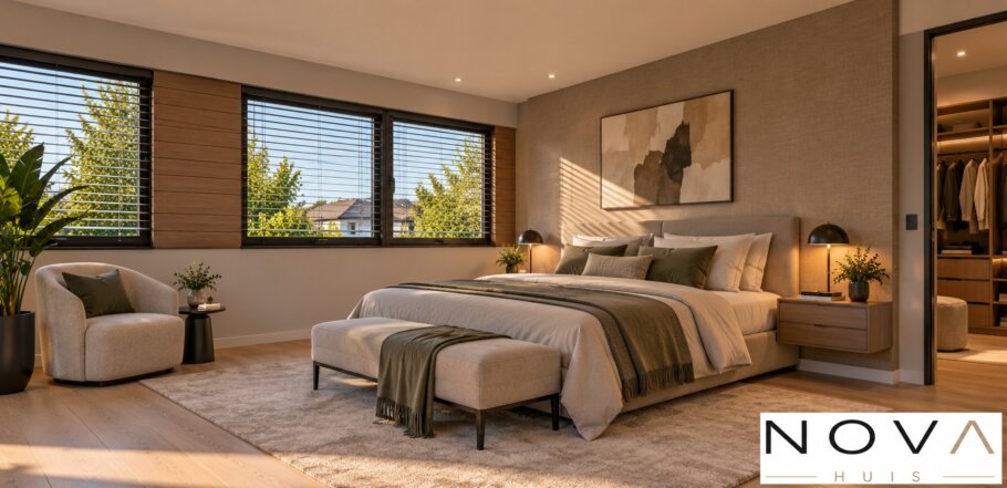 Modern interieur kubistische woning K-91 met royale leefruimtes
