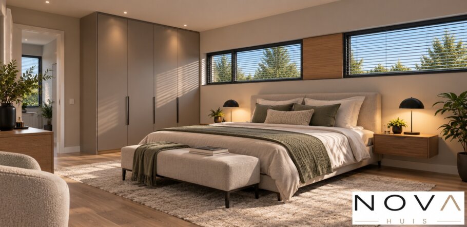 Modern interieur kubistische woning K-91 met royale leefruimtes