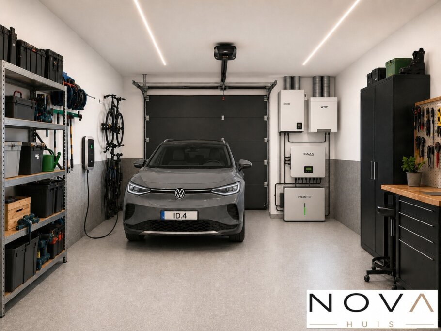 Modern interieur kubistische woning K-91 met royale leefruimtes