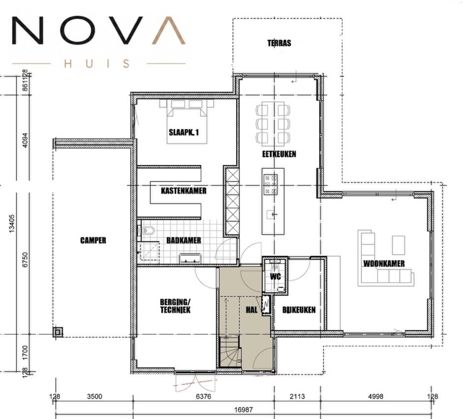 NOVA HUIS type 402 kubistische woning slaapkamer en badkamer beneden