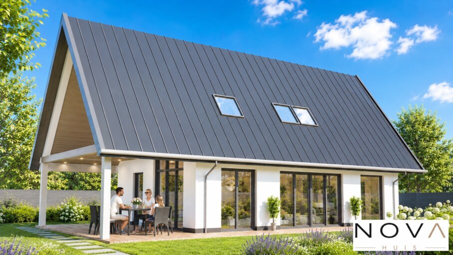 een witte NOVA HUIS schuurwoningen beter gebeouwd met staalframebouw