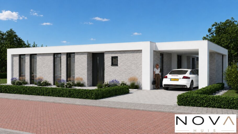 Moderne gelijkvloerse woning A-157 met plat dak en garage