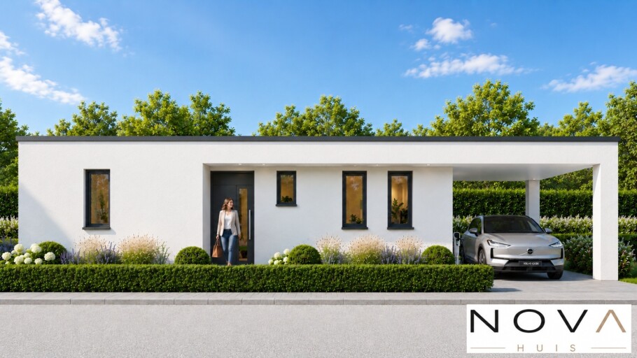 Moderne gelijkvloerse woning A-166 met carport en overdekt terras