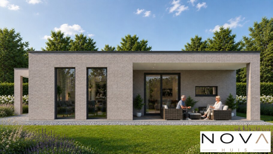 Moderne gelijkvloerse woning A-166 met carport en overdekt terras