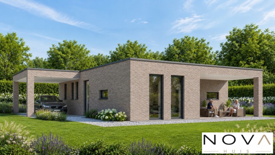 Moderne gelijkvloerse woning A-166 met carport en overdekt terras