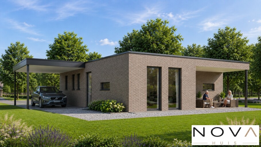 Moderne gelijkvloerse woning A-166 met carport en overdekt terras
