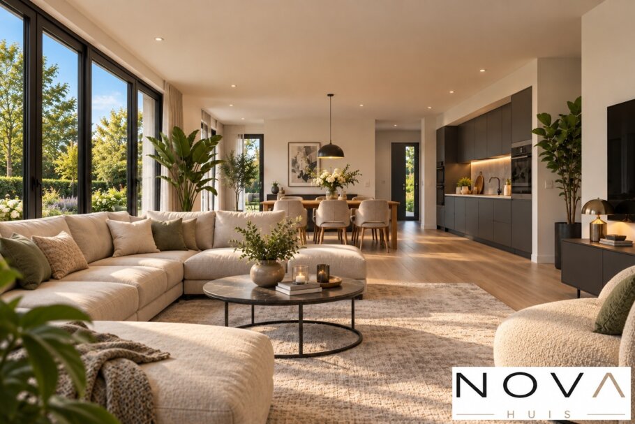 Modern interieur gelijkvloerse woning A-145 met royale woonkamer en leefkeuken