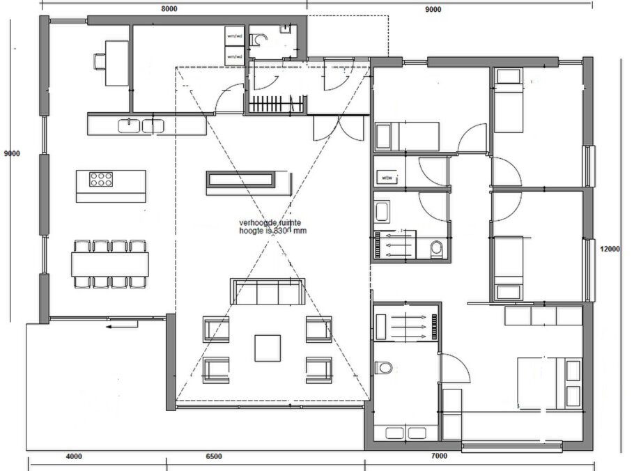Plattegrond exclusieve moderne gelijkvloerse woning A-100-v1