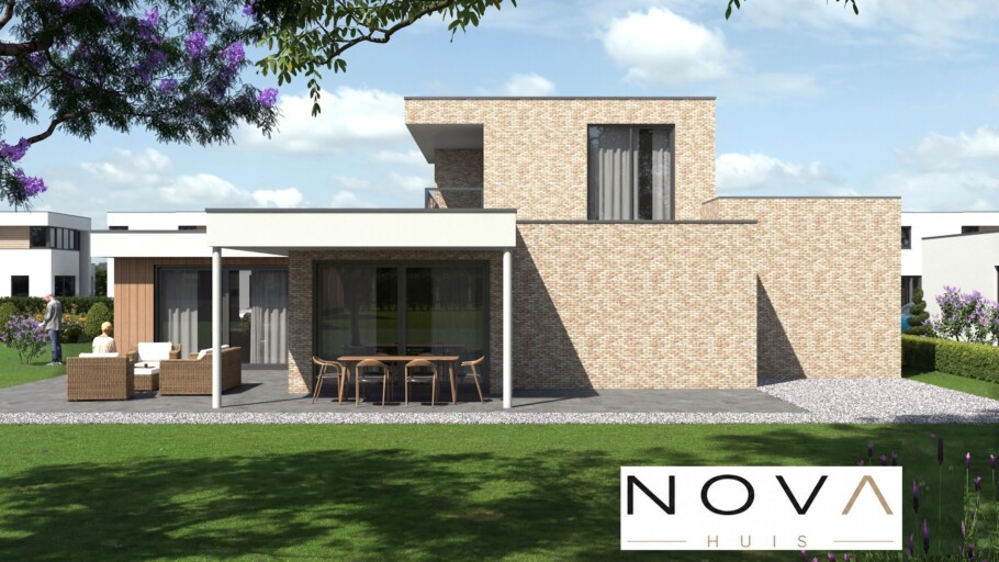 NOVA HUIS type 402 kubistische woning slaapkamer en badkamer beneden