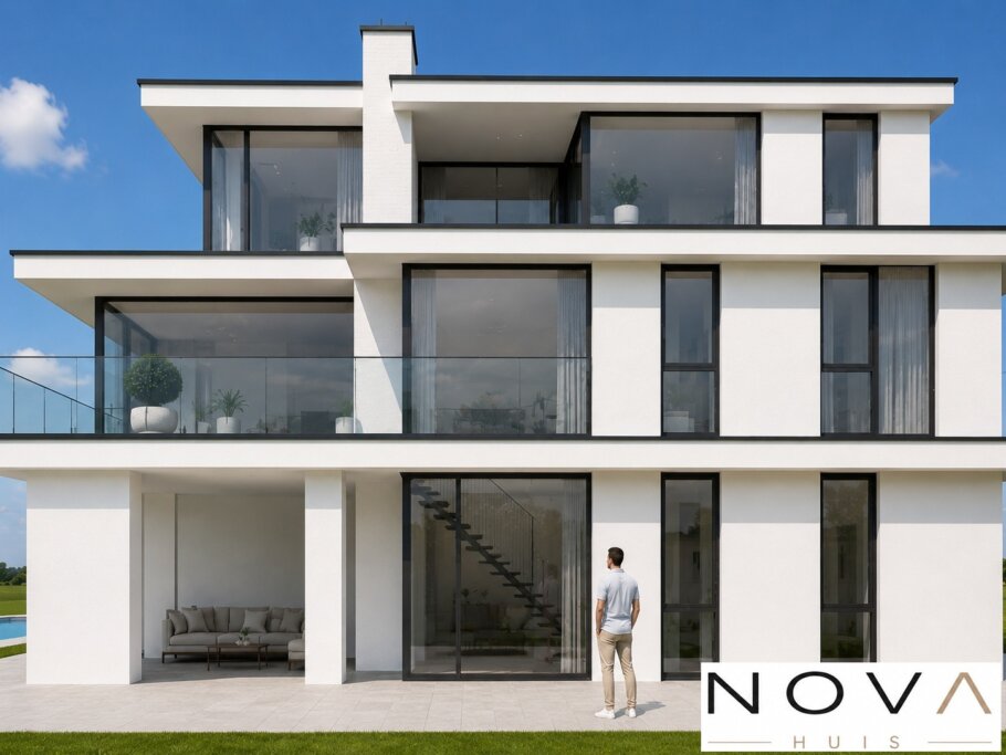 Moderne kubistische villa K-141  met plat dak en 450 m² woonoppervlakte