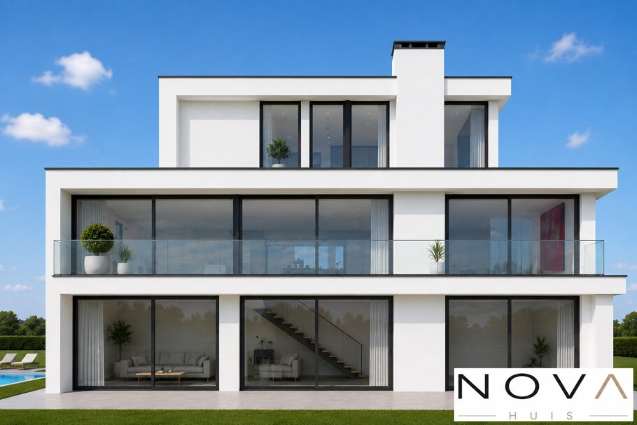 Moderne kubistische villa K-141  met plat dak en 450 m² woonoppervlakte
