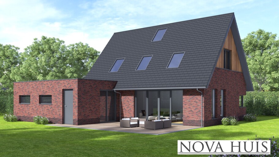 Moderne woning met zadeldak en carport – NOVA HUIS type 142